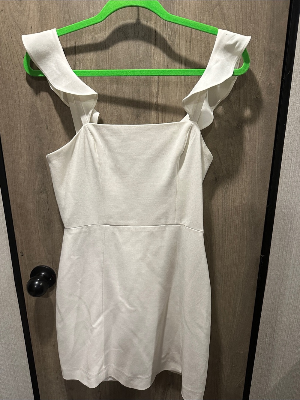 French Connection White Square-Neck Mini Dress with Sculpted Straps